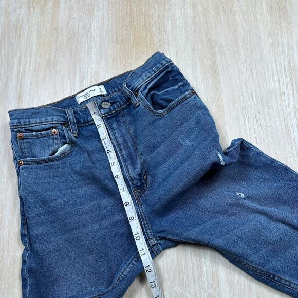 Abercrombie & Fitch High Rise Skinny Jeans Distressed Blue Denim Raw Hem 26 - Picture 15 of 16